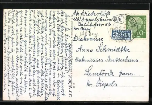 AK Eppelsheim /Rhh., Ortsansichten, Strassen, Kirche, Wohnhäuser