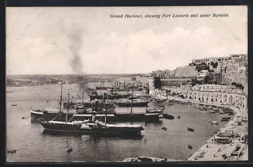 AK Malta, Grand Harbour, showing Fort Lascaris and upper Baracca