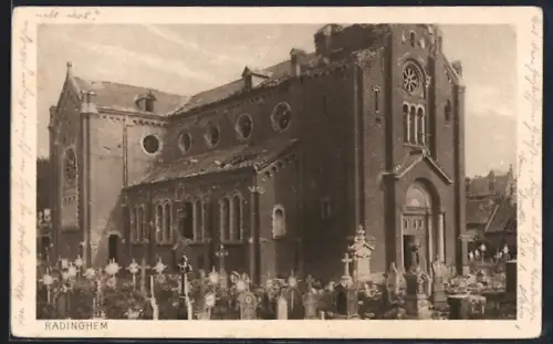 AK Radinghem, Kirche mit Friedhof