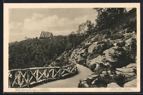 AK Waldenburg i. Schles., Wanderweg mit Geländer