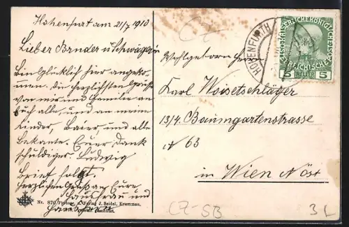 AK Hohenfurt i. B., Ortsansicht aus der Vogelschau