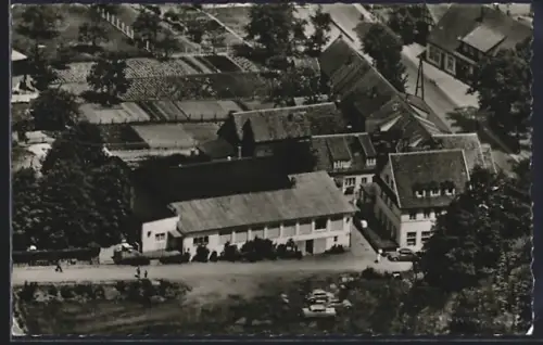AK Schledehausen bei Osnabrück, Terrassen Cafe und Kurhotel Bracksiek, Inh. Ludwig Bracksiek, Fliegeraufnahme