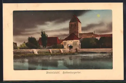 AK Dinkelsbühl, Rothenburgertor mit Weiher