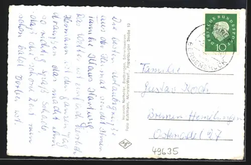 AK Badbergen i. Hann., Kirchenansicht mit Gartenanlage