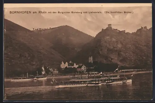 AK Bornhofen am Rhein, Burgruinen Sternberg und Liebenstein, feindliche Brüder
