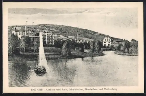 AK Bad Orb, Kurhaus und Park, Inhalatorium, Gradierbau, Molkenberg