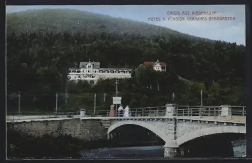 AK Biedenkopf, Hotel u. Pension Kramer`s Berggarten, Brücke