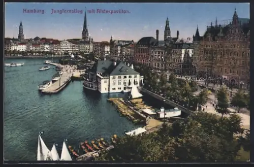 AK Hamburg-Neustadt, Jungfernstieg, Alsterpavillon