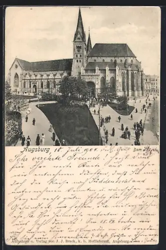 AK Augsburg, Der Dom mit Gartenanlage