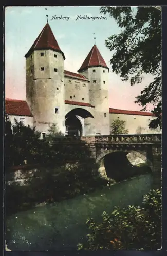AK Amberg, Nabburgertor mit Brücke