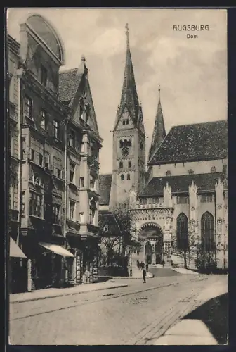 AK Augsburg, Strassenpartie am Dom