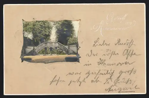 Präge-AK Hannover, Wasserfontäne im Park