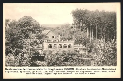 AK Berghausen /Rheinland, Restaurant und Gasthaus, Inh. Förster J. Stahl