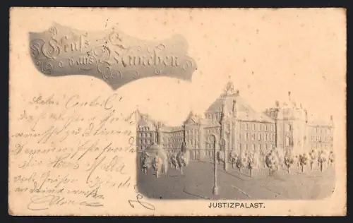 AK München, Darstellung vom Justizpalast