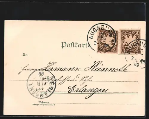 Künstler-AK Augsburg, Fuggerhaus u. 3 Mohren