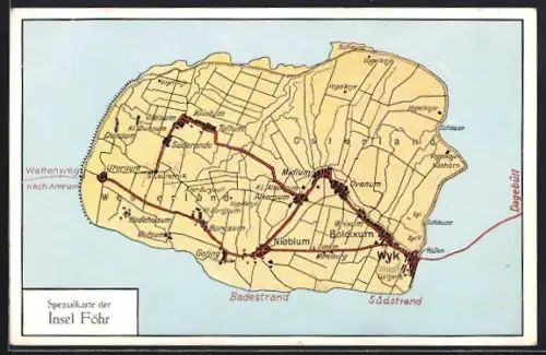 AK Föhr, Spezialkarte der Insel