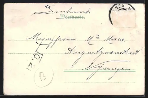 Lithographie Bonn, Partie an der Rheinbrücke