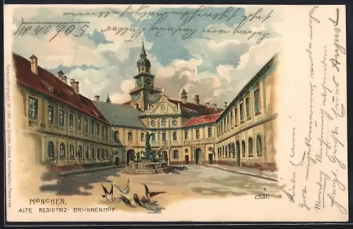 Künstler-AK Gottfried Graf: München, Alte Residenz, Brunnenhof