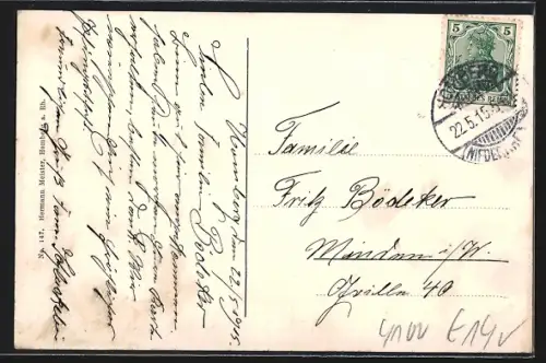 AK Homberg a. Rhein, Augustastrasse, Restaurant Schomberg & Runge, Kirche