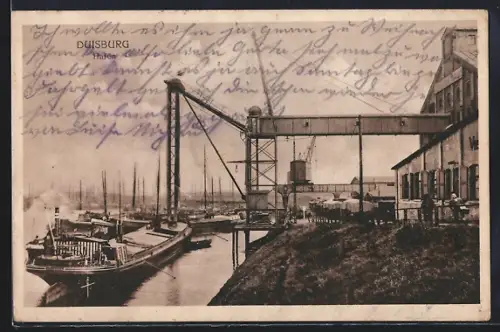 AK Duisburg, Hafen, Schiffe, Industrieanlagen