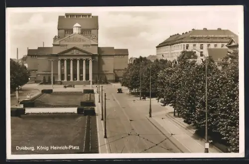 AK Duisburg, König-Heinrich-Platz, Theater, Strassenansicht