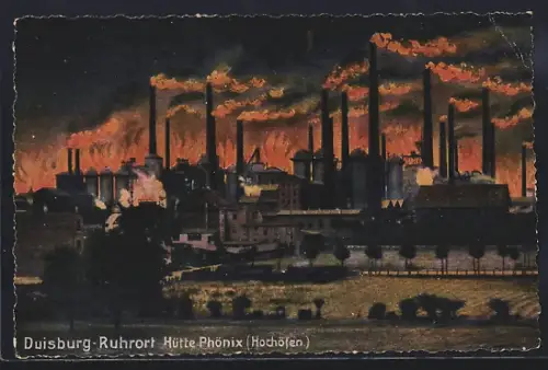 AK Duisburg-Ruhrort, Hütte Phönix, Hochöfen