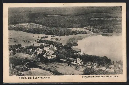 AK Ferch am Schwielowsee, Fliegeraufnahme, Einkehrhaus und Heim Amsee, Besitzer Karl Goebel