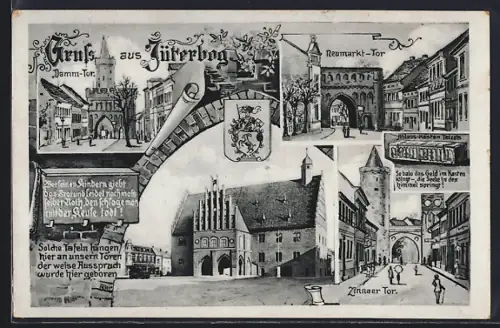 AK Jüterbog, Damm-Tor, Neumarkt-Tor, Zinnaer Tor