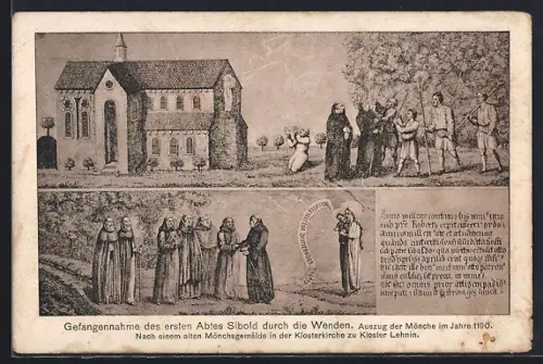AK Kloster Lehnin, Gefangennahme des Abtes Sibold durch die Wenden, Auszug der Mönche 1190