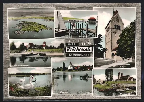 AK Reichenau im Bodensee, Münster Mittelzell, Klosterinsel, Niederzell, Schiffsanleger