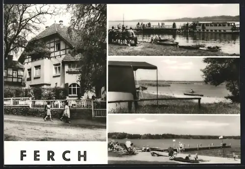 AK Ferch am Schwielow-See, Wohnhaus, Strand, Badestelle, Schiffe