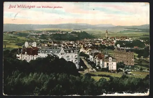 AK Bad Wildungen, Blick vom Waldhaus auf Stadt und Kurhäuser