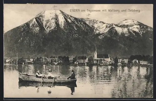 AK Egern am Tegernsee, Wallberg, Setzberg, Seeansicht mit Kirche