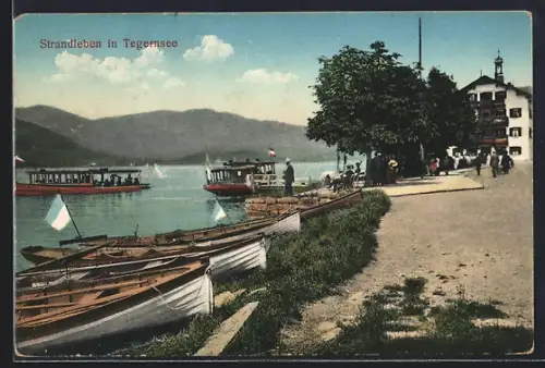 AK Tegernsee, Strandleben, Boote, Ausflugsschiffe