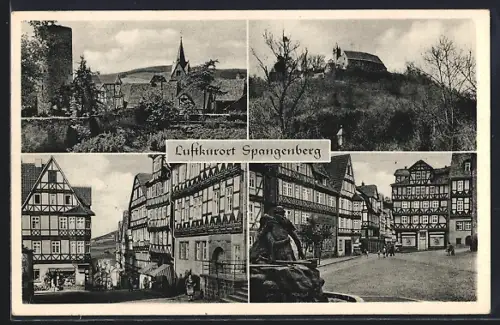 AK Spangenberg, Schloss, Liebenbachbrunnen, Fachwerkhäuser