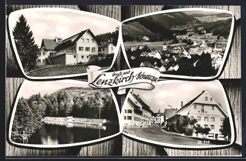 AK Lenzkirch /Schwarzwald, Gasthaus Wilder Mann, Ortsansicht und Seeschwimmbad