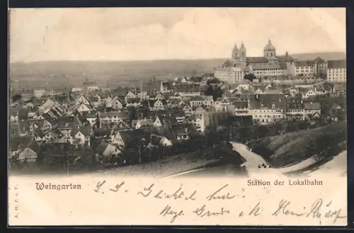 AK Weingarten / Bodensee, Station der Lokalbahn