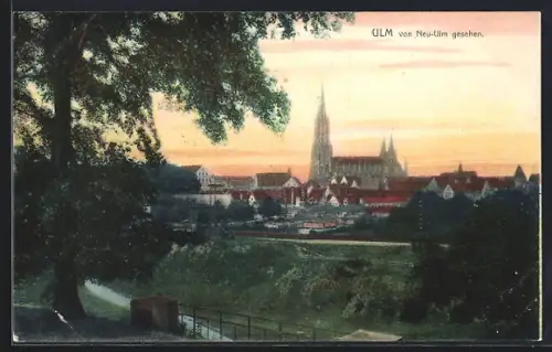 AK Ulm / Donau, Stadtansicht mit Münster, von Neu-Ulm gesehen