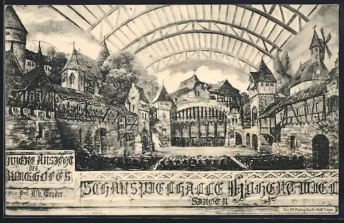 Künstler-AK Singen / Hohentwiel, Bühne in der Schauspielhalle