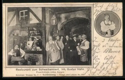 AK Schöneberg, Restaurant zum Schwalbennest, Inh. Gustav Hahn, Kolonnen-Strasse 7, Innenansicht