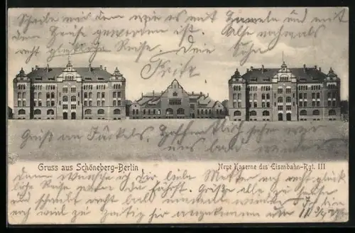 AK Berlin-Schöneberg, Neue Kaserne des Eisenbahn-Regiments III
