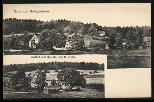 AK Heiligenborn / Laasphe, Gasthof zum Ilsenthal von R. Völkel, Ortsansicht