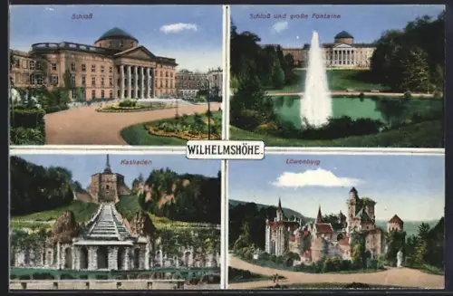 AK Wilhelmshöhe, Kaskaden, Schloss, Löwenburg