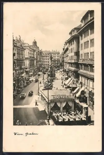 AK Wien, Graben Cafe mit Strassenpartie