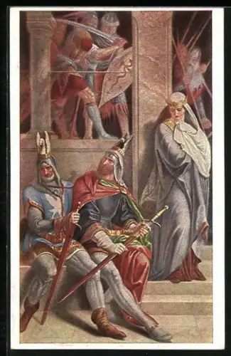 AK Männer mit Schwertern eilen, Nibelungen
