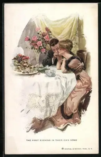 Künstler-AK Harrison Fisher: The first evening in their own home