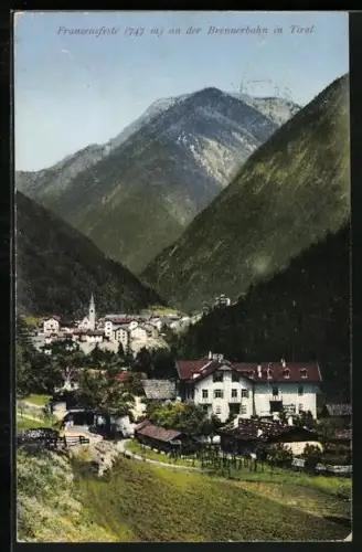 AK Franzensfeste, Blick über Ort mit Kirche, Brennerbahn