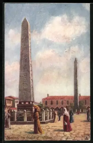 Künstler-AK Stamboul, the Obelisk of Theodose