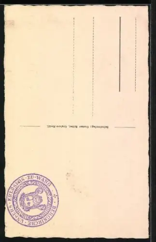 Künstler-AK Brückenberg, Kirche Wang, Gedicht