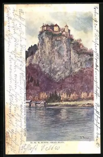 AK Bled / Veldes, Blick auf das Schloss